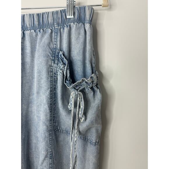 Mustard Seed Drawstring Cargo Jogger To Wide Leg Pants Light Wash Boho Indie S - Picture 5 of 12